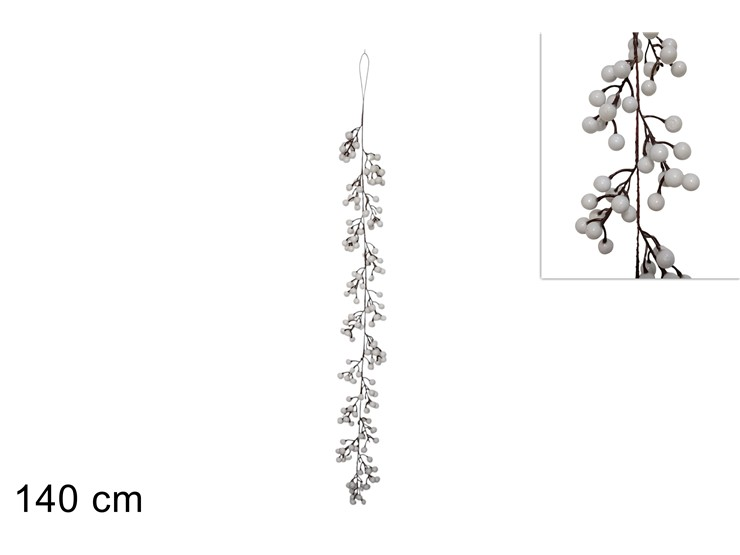 GHIRLANDA FILO RAMO CM.140 CON BACCHE ARGENTO DUESSE