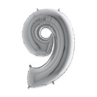 PALLONCINO MYLAR ARGENTO NUMERO 9 CM.102 D.40