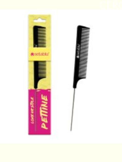 CAPELLI PETTINE A CODA DENTI STRATTI NERO MANICO ACCIAIO 03974 SETABLU