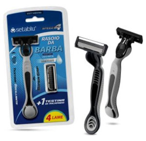 RASOIO QUATTRO LAME SETABLU CON 1 TESTINA RICAMBIO IN BLISTER