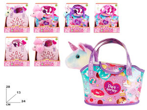PELUCHE ANIMALI GLAMOUR CM.28 IN BORSETTA MAZ.