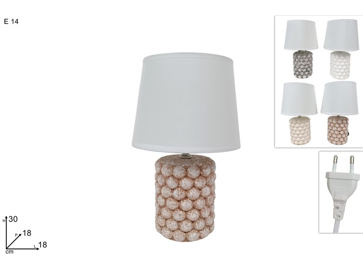 LAMPADA LUMETTO IN CERAMICA BASE DECORATA PALLINE COLOR CM.18x18xH.30 DUESSE