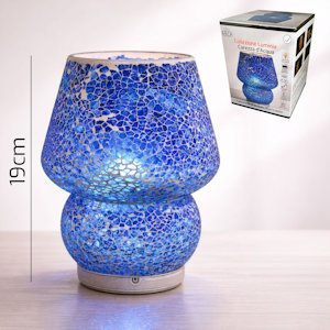 LAMPADA LUMETTO A LED DA TAVOLO RICARICABILE USB CM.H.19 MOSAICO ACQUA ARCA