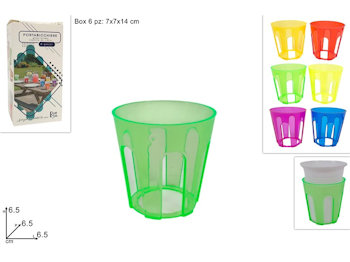 PARTABICCHIERI  IN PLASTICA CONF.6PZ. COLOR SCATOLATO DUESSE