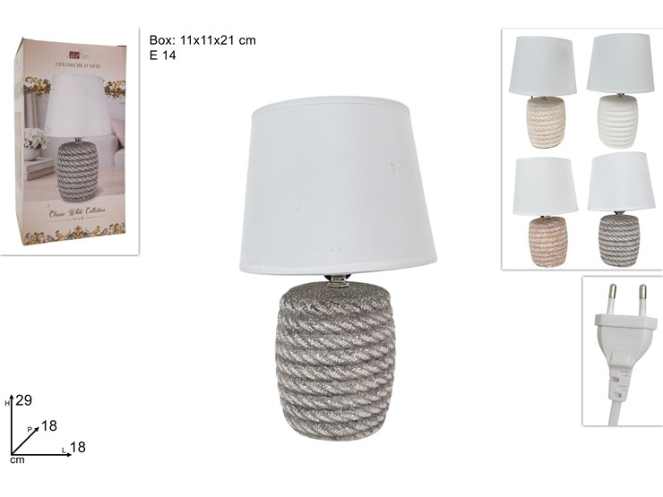 LAMPADA LUMETTO IN CERAMICA BASE DECORATA COLOR CM.18x18xH.29 DUESSE