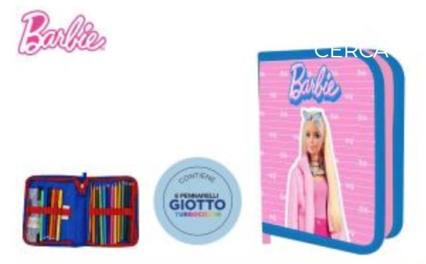 ASTUCCIO SCUOLA 1 ZIP BARBIE 6+12 FILA + ACCESSORI EOLD.