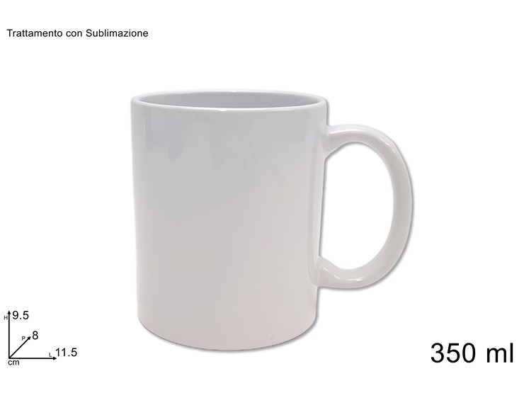 TAZZA IN CERAMICA MUG 350ML. TRATTATA CON SUBLIMAZIONE BIANCA DUESSE