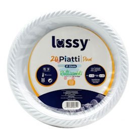 PIATTO IN PLASTICA PIANO BIANCO CONF.20pz. RIUTILIZZABILE LULU'