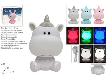 BABY LAMPADA NOTTURNA UNICORNO RICARIBAILE CON CAVO DUESSE