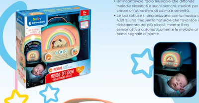 BABY LAMPADA NOTTURNA RADIO MUSICALE CON LUCI 0+ MESI 19505 CLEMENTONI