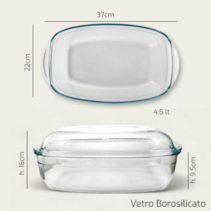 PIROFILA IN VETRO BOROSILICATO RETTANGOLARE CM.37x22xH16 ARCA