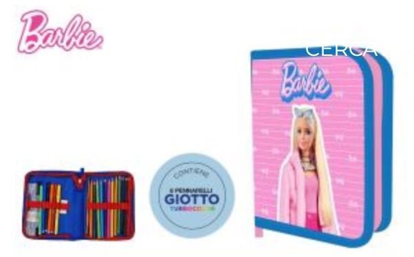 ASTUCCIO SCUOLA 1 ZIP BARBIE 6+12 FILA + ACCESSORI EOLD.