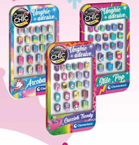 BELLEZZA CRAZY CHIC MAKE UP UNGHIE FINTE ADESIVE 3 ASSORTIMENTI 18323 CLEMENTONI