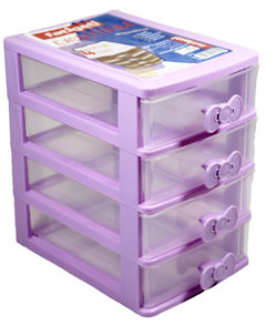 CASSETTIERA IN PLASTICA MINI 4 CASSETTI CM.19x13xH.20 COLOR FATIGATI