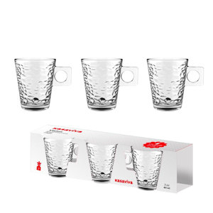 CAFFE' TAZZINE 3 PZ. IN VETRO CRACKLE KASAVIVA