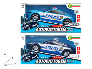 AUTO MODELLO AUTOMEZZI FORZE DELL'ORDINE POLICE LUCI E SUONI CM.25x12 MAZ.