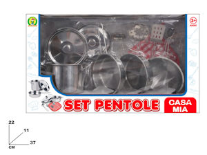 CUCINA PENTOLINE IN METALLO CON COPERCHI SET 8PZ. SCATOLATO MAZ.
