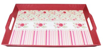 VASSOIO IN PLASTICA CON MANICI RETTANGOLARE DECORATO CM.45x30 FATIGATI