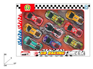 AUTO MODELLINO IN CONFEZIONE DA 9 PZ. A RETROCARICA GO RACING MAZ