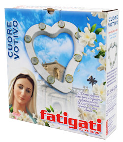VOTIVO LUMINO A BATTERIA SAGOMATO CUORE BIANCO 8 LUCI LED CM.D.19 FATIGATI