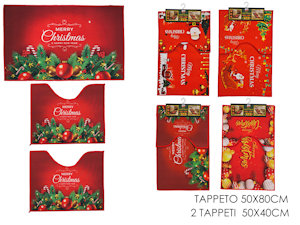 TAPPETO NATALIZIO KIT 3 PEZZI DA UNO CM.58x80 E DUE DA CM.50x40 402036 GENERAL
