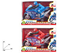 MOTO A FRIZIONE DA CORSA CON PILOTA IN SCATOLA CM.30x21 MAZ.